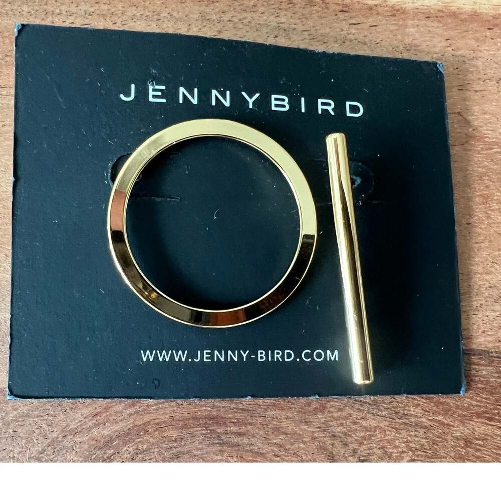 New Jenny Bird Gold hoop earrings mismatched statement minimalist modern NWT